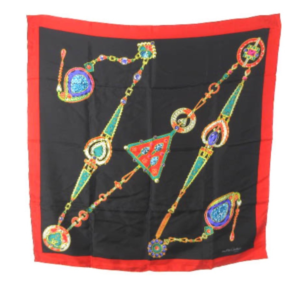 Vintage Must de Cartier Silk Scarf Jewels 32" Made France - Picture 13 of 13